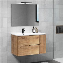 Conjunto de baño bedón 80x45 cm roble ostippo mate 2 cajones suspendido
