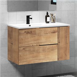 Conjunto de baño bedón 80x45 cm roble ostippo mate 2 cajones suspendido