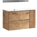 Mueble + lavabo bedón 80x45 cm roble ostippo mate 2 cajones suspendido