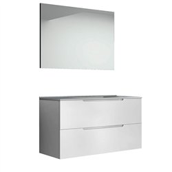Conjunto de baño zalama 100x45 cm blanco mate 2 cajones suspendido