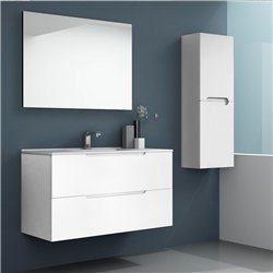 Conjunto de baño zalama 100x45 cm blanco mate 2 cajones suspendido