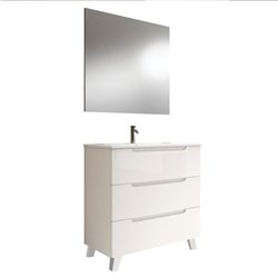 Conjunto de baño zalama 100x45 cm blanco mate 3 cajones con patas