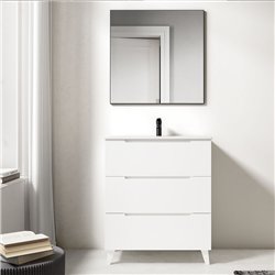 Conjunto de baño zalama 100x45 cm blanco mate 3 cajones con patas