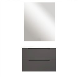 Conjunto de baño zalama 100x45 cm grafito mate 2 cajones suspendido