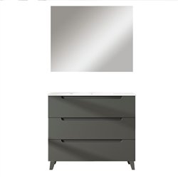 Conjunto de baño zalama 100x45 cm grafito mate 3 cajones con patas