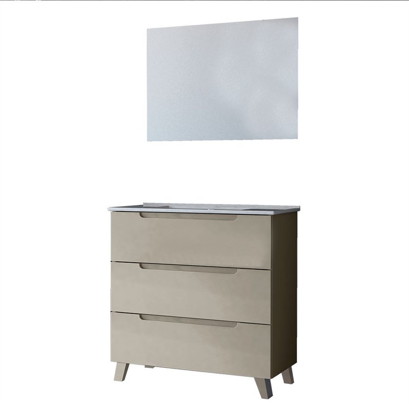 Conjunto de baño zalama 100x45 cm moka mate 3 cajones con patas