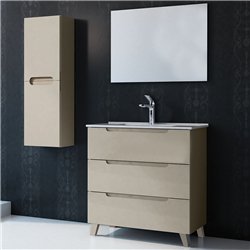 Conjunto de baño zalama 100x45 cm moka mate 3 cajones con patas