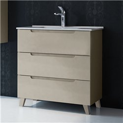 Conjunto de baño zalama 100x45 cm moka mate 3 cajones con patas