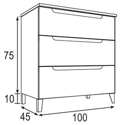 Conjunto de baño zalama 100x45 cm moka mate 3 cajones con patas