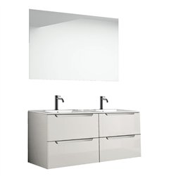Conjunto de baño zalama 120x45 cm blanco mate 2 cajones suspendido