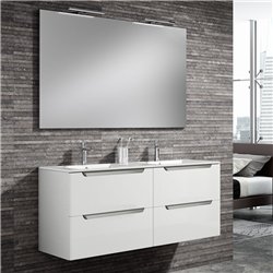 Conjunto de baño zalama 120x45 cm blanco mate 2 cajones suspendido