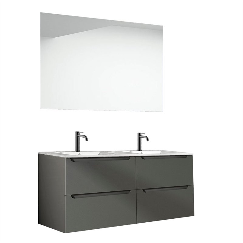 Conjunto de baño zalama 120x45 cm grafito mate 2 cajones suspendido