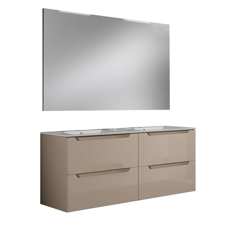 Conjunto de baño zalama 120x45 cm moka mate 2 cajones suspendido