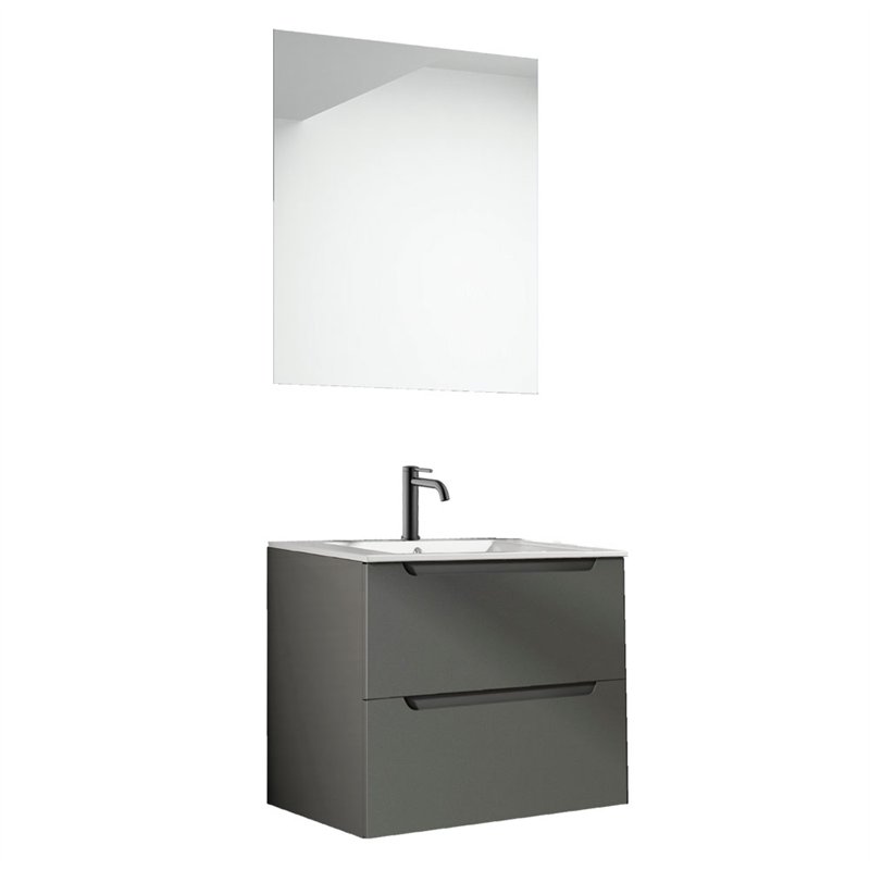 Conjunto de baño zalama 60x45 cm grafito mate 2 cajones suspendido
