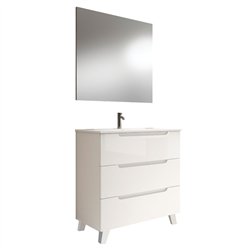 Conjunto de baño zalama 80x45 cm blanco mate 3 cajones con patas