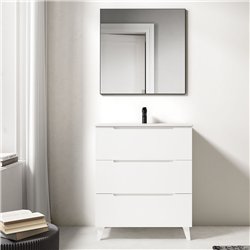 Conjunto de baño zalama 80x45 cm blanco mate 3 cajones con patas