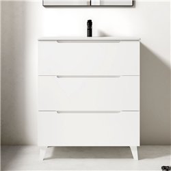 Conjunto de baño zalama 80x45 cm blanco mate 3 cajones con patas