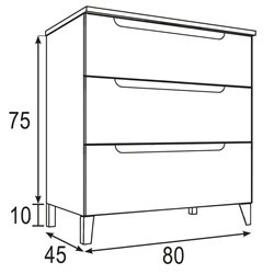 Conjunto de baño zalama 80x45 cm blanco mate 3 cajones con patas
