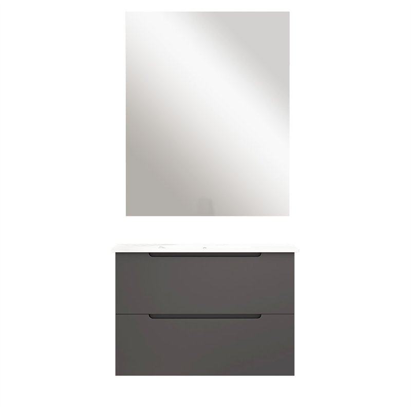 Conjunto de baño zalama 80x45 cm grafito mate 2 cajones suspendido