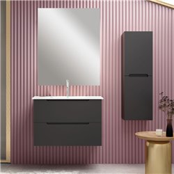 Conjunto de baño zalama 80x45 cm grafito mate 2 cajones suspendido