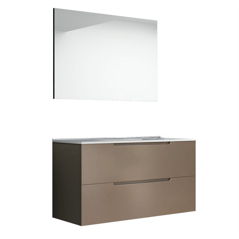Conjunto de baño zalama 80x45 cm moka mate 2 cajones suspendido
