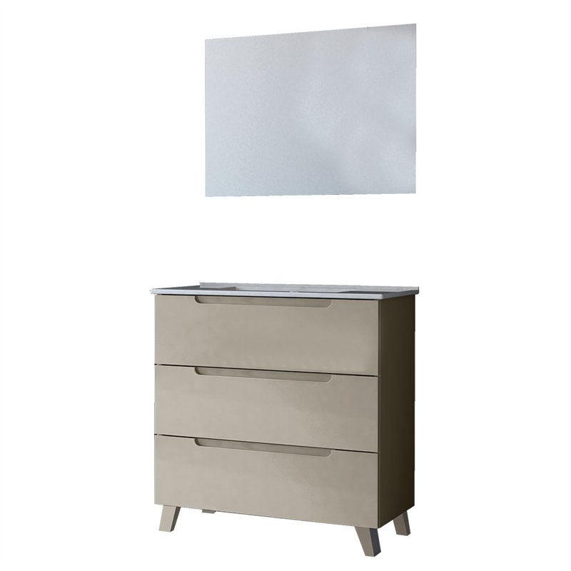 Conjunto de baño zalama 80x45 cm moka mate 3 cajones con patas