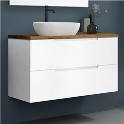 Conjunto de baño zalama sobre encimera 100x45 cm blanco mate 2 cajones suspendid