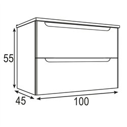 Conjunto de baño zalama sobre encimera 100x45 cm blanco mate 2 cajones suspendid