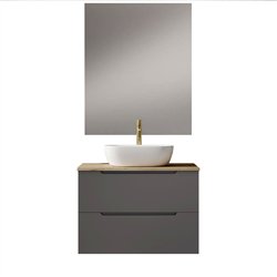 Conjunto de baño zalama sobre encimera 100x45 cm grafito mate 2 cajones suspendi
