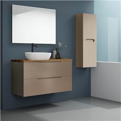 Conjunto de baño zalama sobre encimera 100x45 cm moka mate 2 cajones suspendido
