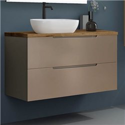 Conjunto de baño zalama sobre encimera 100x45 cm moka mate 2 cajones suspendido
