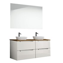 Conjunto de baño zalama sobre encimera 120x45 cm blanco mate 2 cajones suspendid