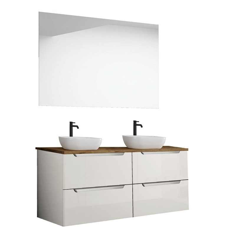 Conjunto de baño zalama sobre encimera 120x45 cm blanco mate 2 cajones suspendid