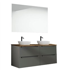 Conjunto de baño zalama sobre encimera 120x45 cm grafito mate 2 cajones suspendi