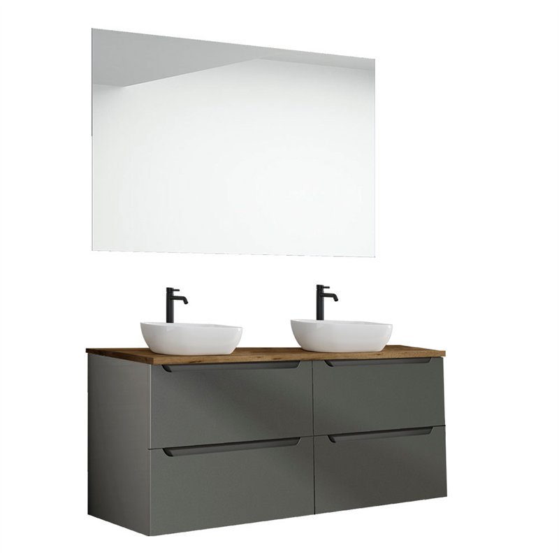 Conjunto de baño zalama sobre encimera 120x45 cm grafito mate 2 cajones suspendi