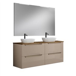 Conjunto de baño zalama sobre encimera 120x45 cm moka mate 2 cajones suspendido