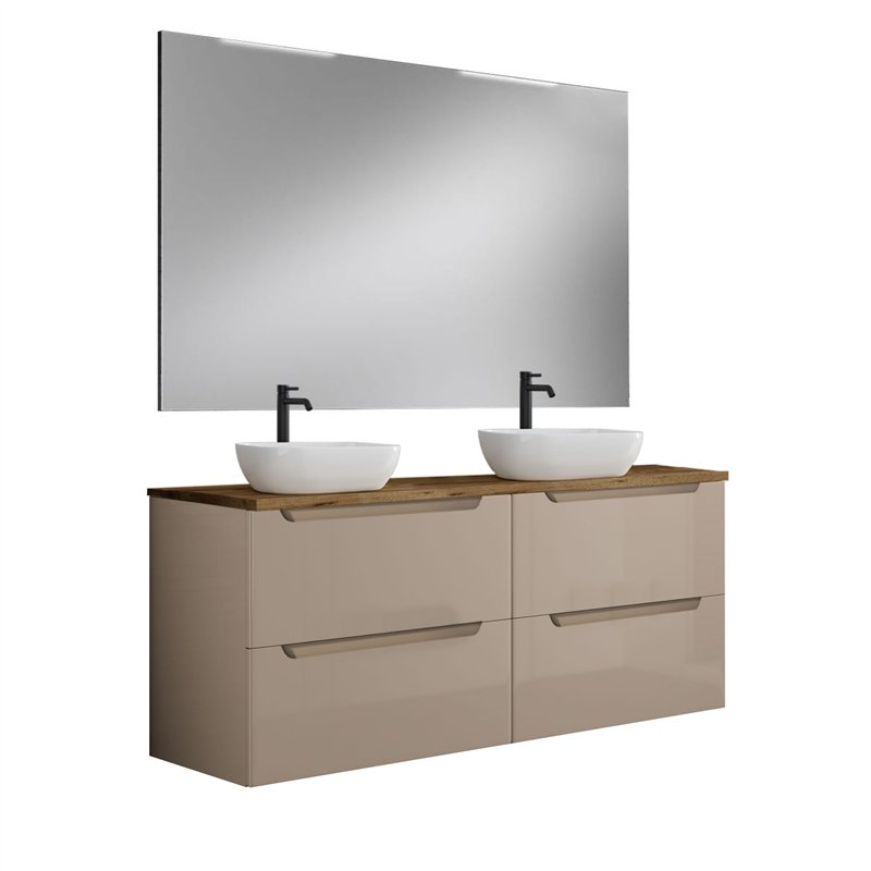 Conjunto de baño zalama sobre encimera 120x45 cm moka mate 2 cajones suspendido
