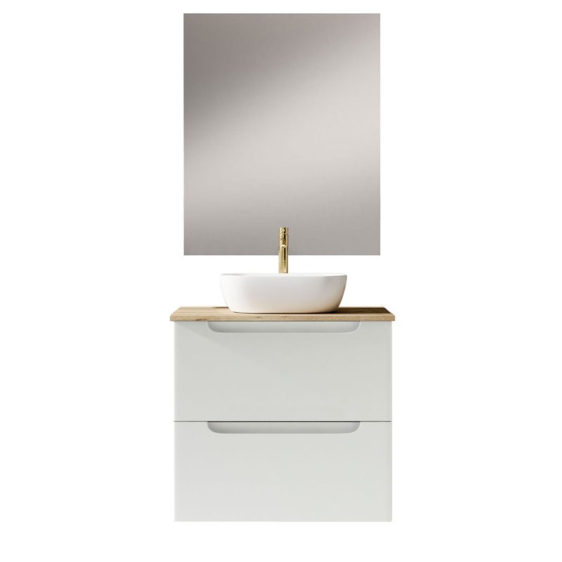 Conjunto de baño zalama sobre encimera 60x45 cm blanco mate 2 cajones suspendido