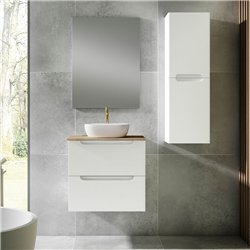 Conjunto de baño zalama sobre encimera 60x45 cm blanco mate 2 cajones suspendido