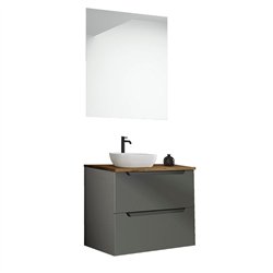 Conjunto de baño zalama sobre encimera 60x45 cm grafito mate 2 cajones suspendid