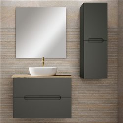 Conjunto de baño zalama sobre encimera 60x45 cm grafito mate 2 cajones suspendid