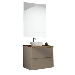 Conjunto de baño zalama sobre encimera 60x45 cm moka mate 2 cajones suspendido