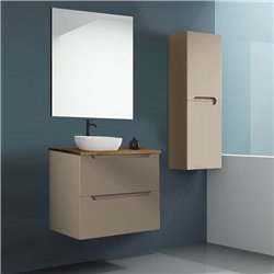 Conjunto de baño zalama sobre encimera 60x45 cm moka mate 2 cajones suspendido