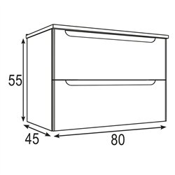 Conjunto de baño zalama sobre encimera 80x45 cm blanco mate 2 cajones suspendido
