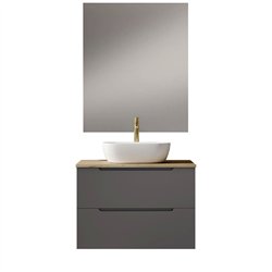 Conjunto de baño zalama sobre encimera 80x45 cm grafito mate 2 cajones suspendid