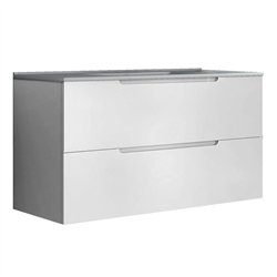 Mueble + lavabo zalama 100x45 cm blanco mate 2 cajones suspendido