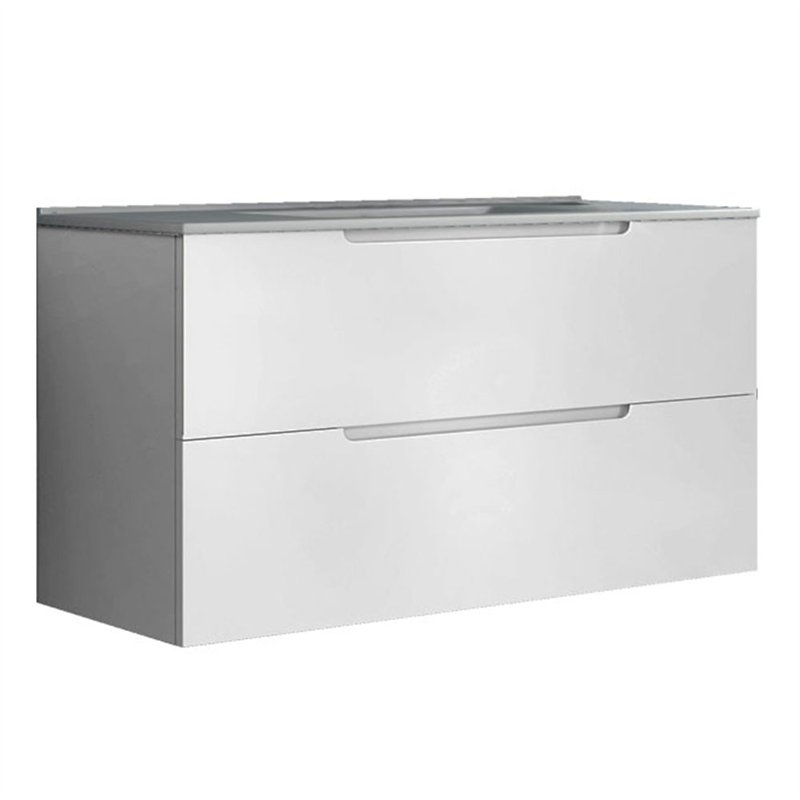 Mueble + lavabo zalama 100x45 cm blanco mate 2 cajones suspendido