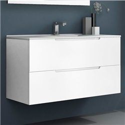 Mueble + lavabo zalama 100x45 cm blanco mate 2 cajones suspendido