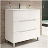Mueble + lavabo zalama 100x45 cm blanco mate 3 cajones con patas