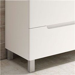 Mueble + lavabo zalama 100x45 cm blanco mate 3 cajones con patas